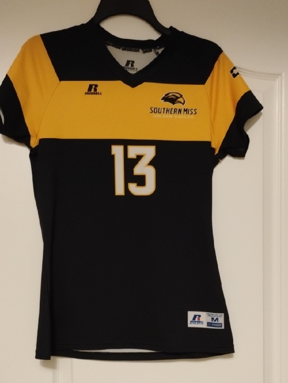 Russell Athletic Black and Gold Southern Miss Football Jersey #13